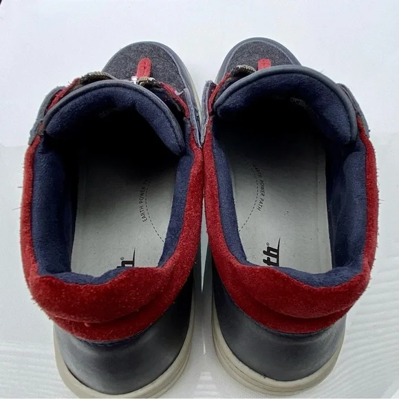 Earth, mid-top, leather & fabric sneaker, Zane navy & red, women’s size 8.5 - Picture 9 of 16